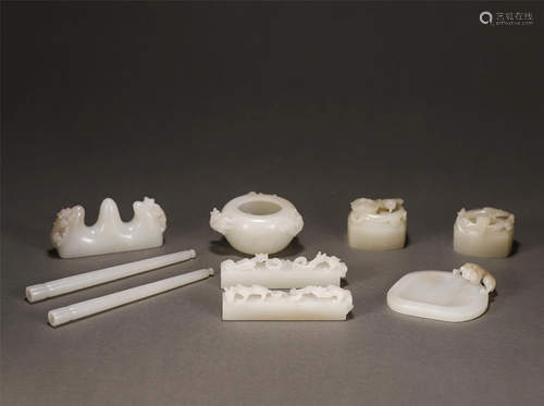 A Set of Carved Jade Scholars Items