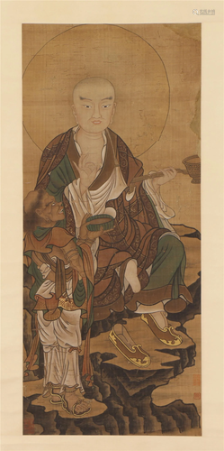 A Chinese Painting Hanging-scroll of Arhat with