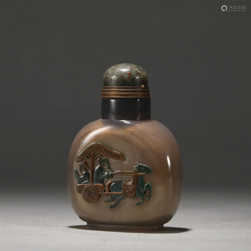 A Chinese Carved Jade Figural Snuff Bottle