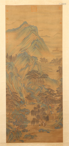 A Chinese Painting Hanging-scroll of Hut in Wood