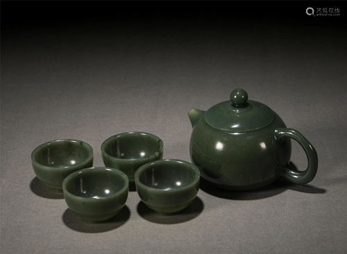 A Set of Carved Jade Table-wares