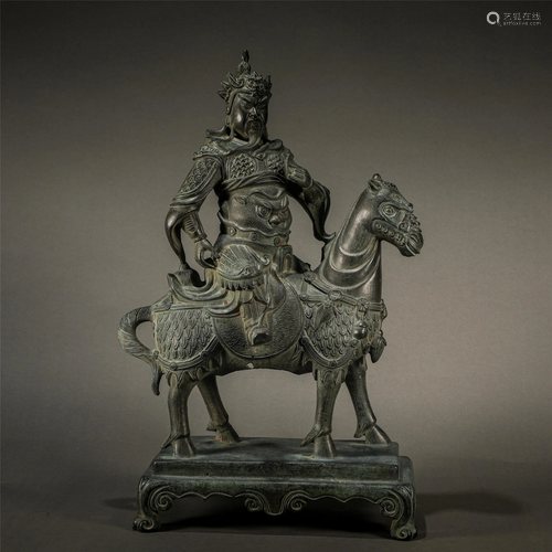 A Chinese Bronze Guandi On Horse