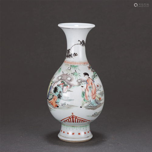 A Famille Verte Figural Story Vase