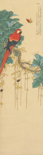 A Chinese Painting Hanging-scroll of Parrot