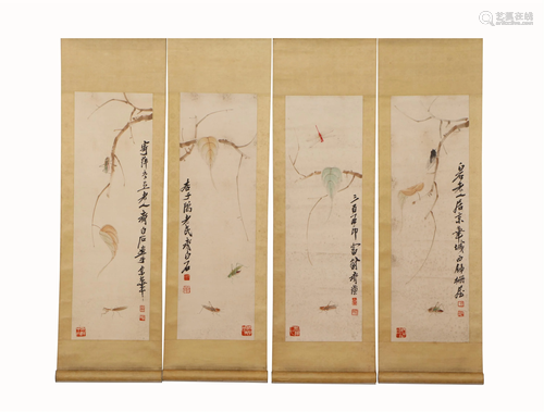 A Set of Four Chinese Painting Hanging-scroll of