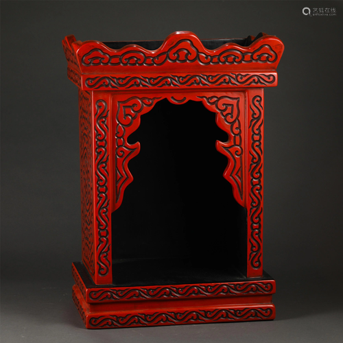 A Chinese Carved Cinnabar Lacquer Buddhist Niche