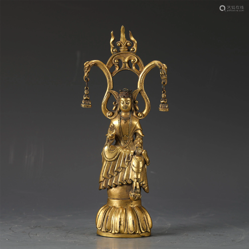 A Chinese Gilt Bronze Seated Avalokitesvara