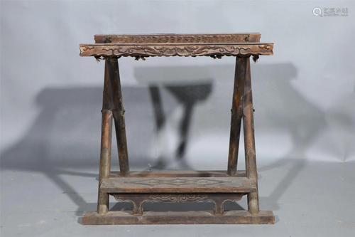 A Chinese Zitan Wood Folding Stool