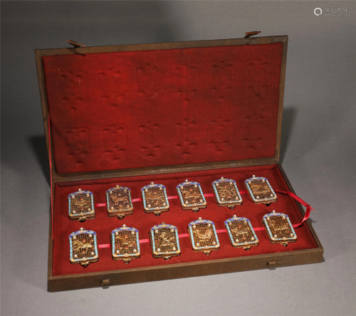 A Set of Twelve Chinese Zodiacs Pomander Pendants