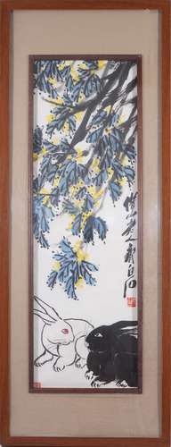 Chinese Rabbit Painting by Qi Baishi