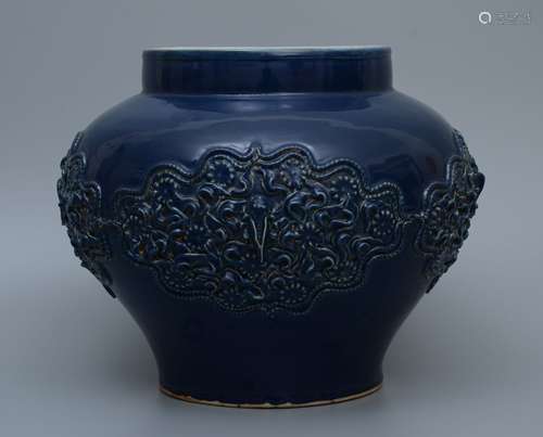 Blue Glazed Flower Jar