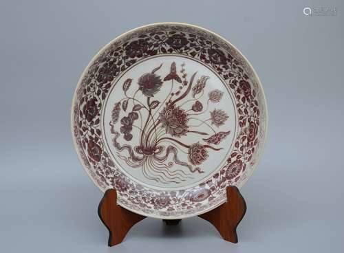 Underglazed Red Flower Dish