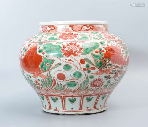 Red and Green Color Fish Jar