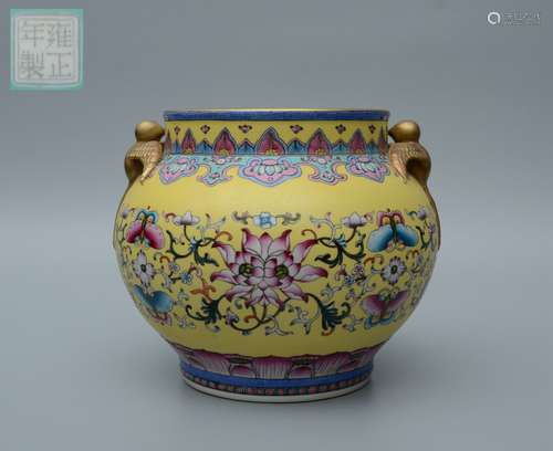 Yongzheng Enamelled Yellow-Ground Flower Jar