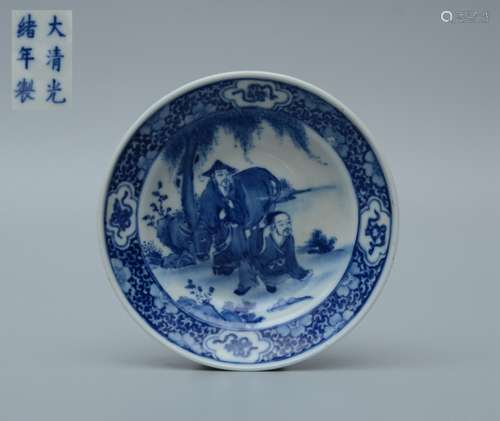 Guangxu Blue and White Figure Dish