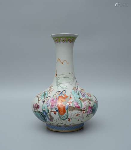 Famille Rose Figure Vase