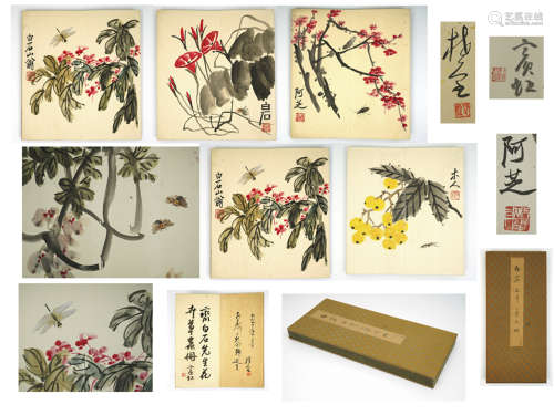 Chinese Album of Flower Paintings by Qi Baishi