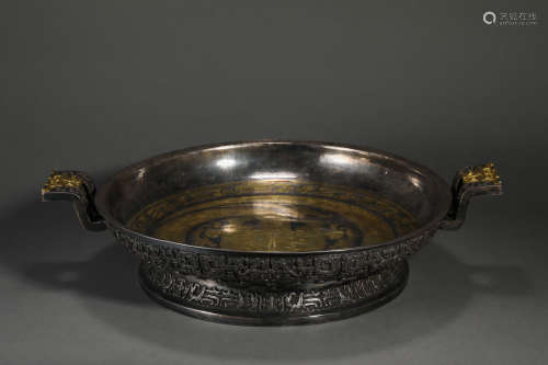 SILVER GILDING HIGH RELIEF DECORATED CHILONG POT