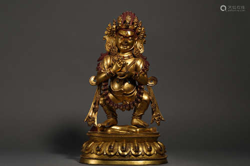 GILT BRONZE FIGURE OF MAHAKALA     Well cast standing in ali...