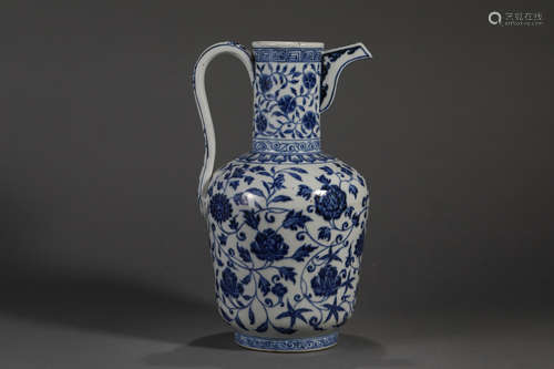 BLUE AND WHITE FLOWER EWER