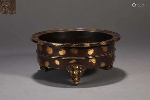 GILT DECORATED TRIPOD CENSER