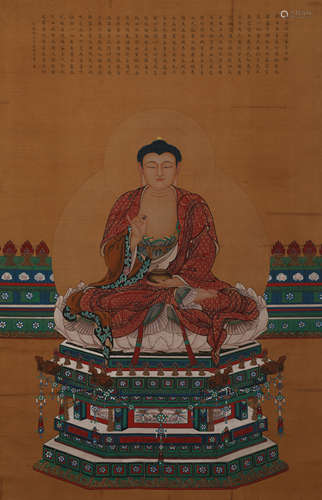 DING GUANPENG, BUDDHA STATUE PAINTING SCROLL