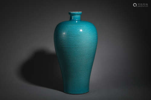 TURQUOISE GLAZE INCISED DRAGON MEIPING