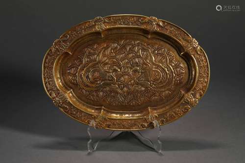 GILT BRONZE PHOENIX PLATE