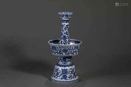 BLUE AND WHITE LOTUS CANDLESTICK