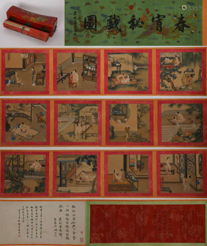 QIU YING, EROTIC PICTURES PAINTING HAND SCROLL