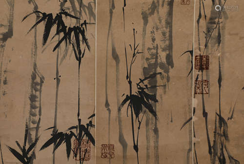 ZHENG BANQIAO, FOUR BAMBOO PAINTING SCREENS