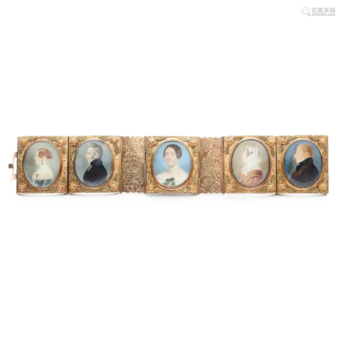 A 19th century portrait miniature bracelet