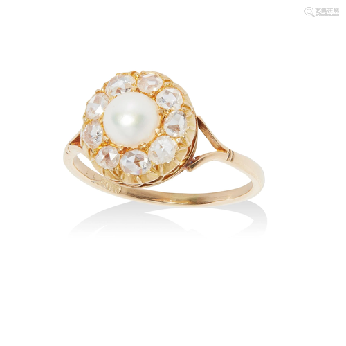 A pearl and diamond set cluster ring