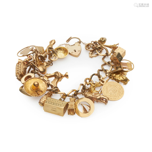 A 9ct gold charm bracelet