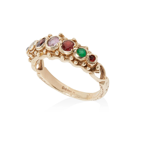 A 9ct gold multi-gem acrostic ring