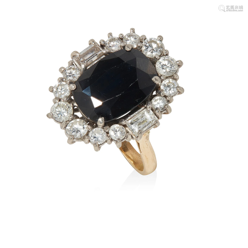 A sapphire and diamond cluster ring