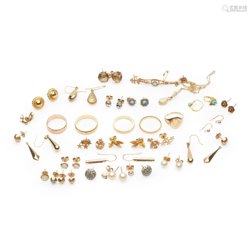 A collection of gold and gem-set jewellery