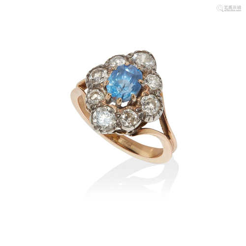 A sapphire and diamond cluster ring