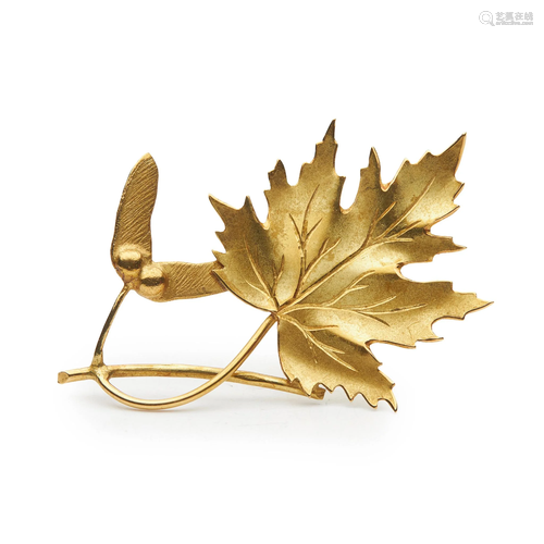 An 18ct gold sycamore brooch, by Hamilton & Inches