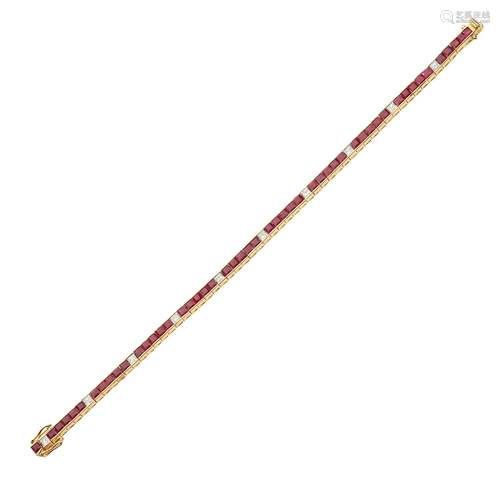 A ruby and diamond bracelet