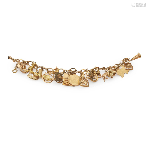 A 9ct gold charm bracelet