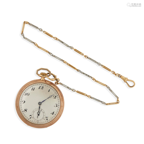 A gold art deco pocket watch