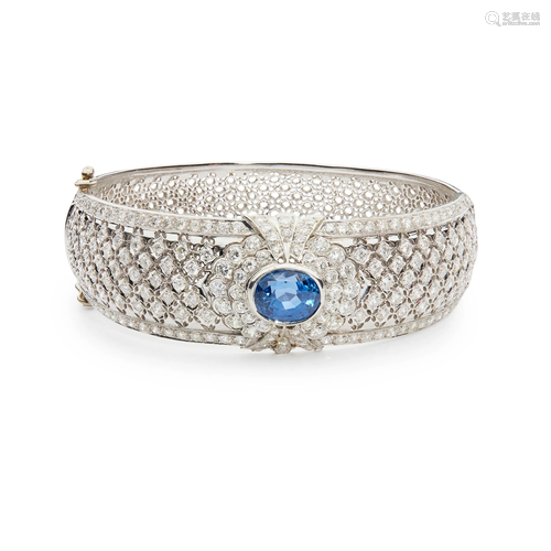 A sapphire and diamond bangle