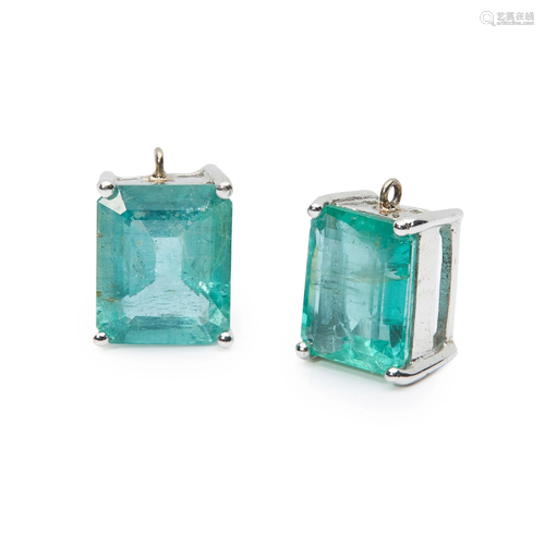 A pair of emerald pendants