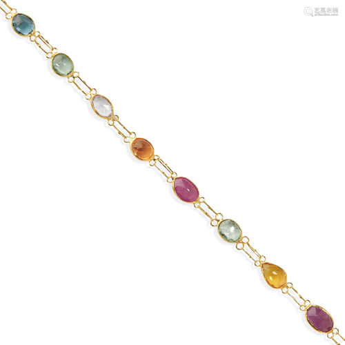 A coloured sapphire necklace