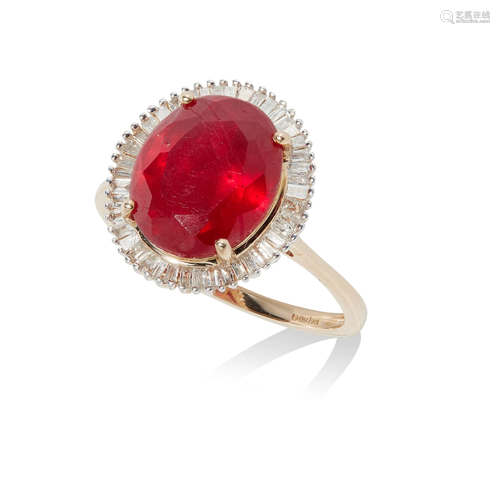 A ruby and diamond cluster ring