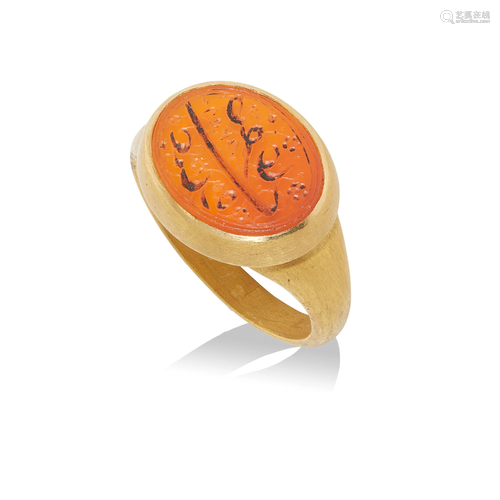 A carved carnelian ring