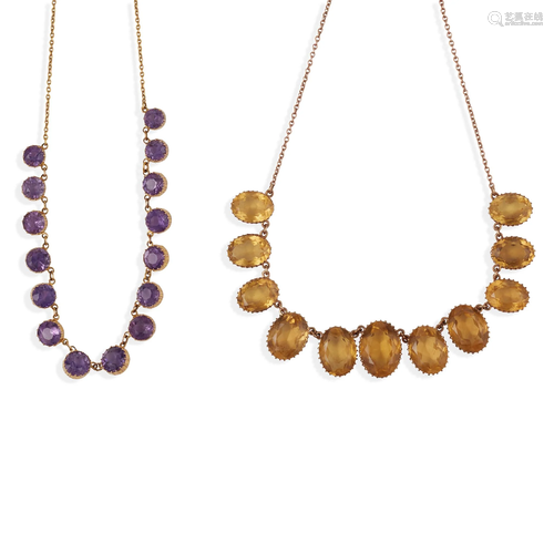 Two gem-set fringed necklaces