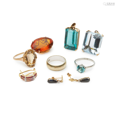 A collection of gem-set jewellery