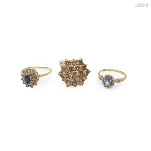 Three gem-set rings